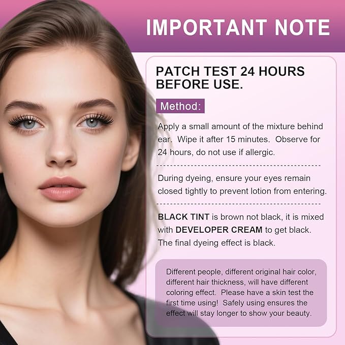 Eyelash & Eyebrow Color Kit, Professional Instant Lash & Brow Color Kit with Natural Results, Easy to Use, Eye Brow & Eye Lash Coloring Set DIY Hair Coloring for Salon Home Use 7ml (Black)
