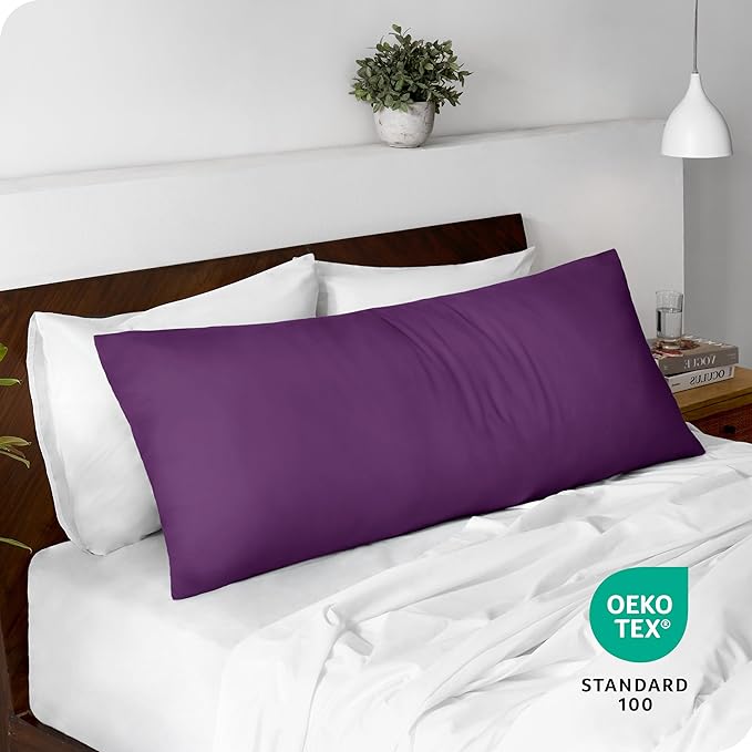 Bare Home Microfiber Body Pillow Cover - Ultra Soft - Cooling Pillowcase - Double Brushed - Pillowcase with Zipper Closure - Easy Care (20''x54'' Body Pillow Cover, Plum)