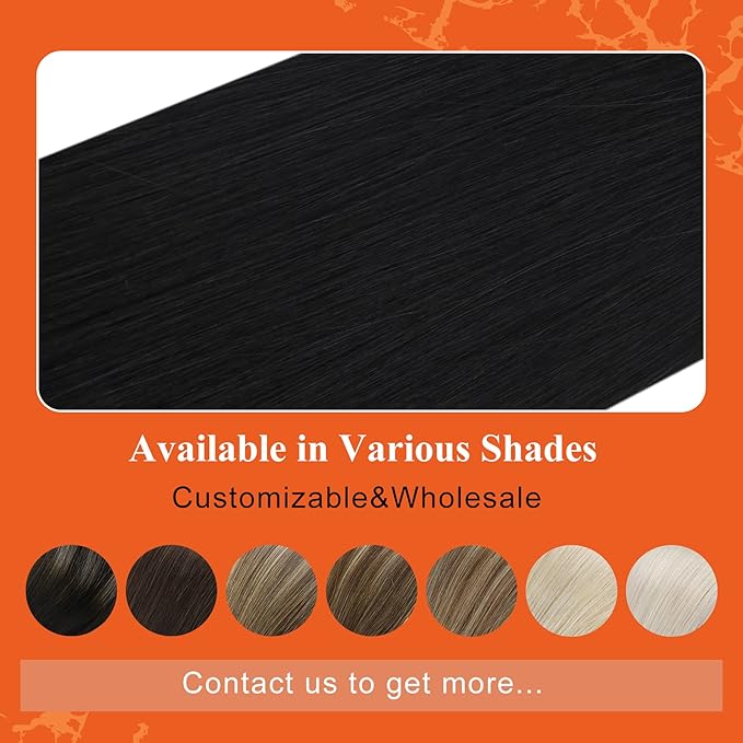 Full Shine Invisible Seamless Tape in Hair Extensions Real Human Hair 22Inch Color 1 Jet Black Double Sided Tape in Extensions Skin Weft 20Pcs 50 Gram Add Length for Wedding Natural Straight