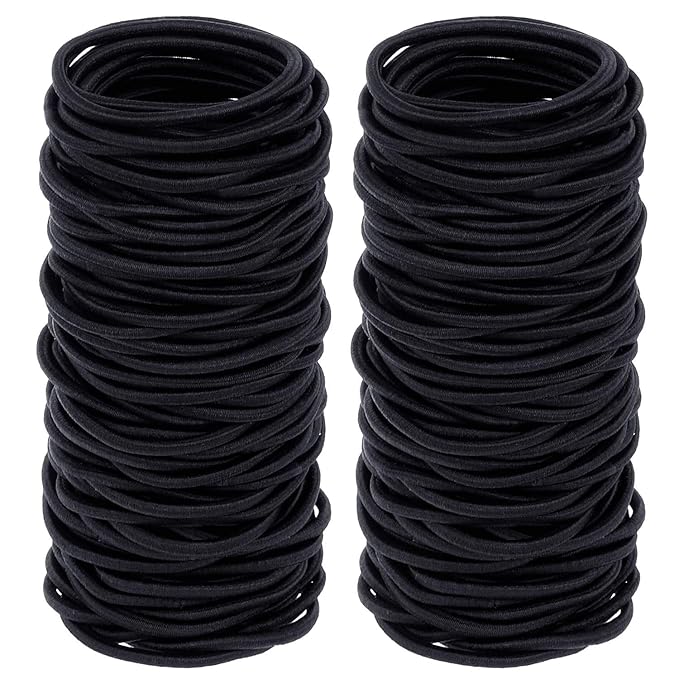 150 Pieces Black Hair Ties for Thick Curly Hair Bulk Hair Ties Ponytail Holders Hair Elastics Bands for Women or Men (4mm)