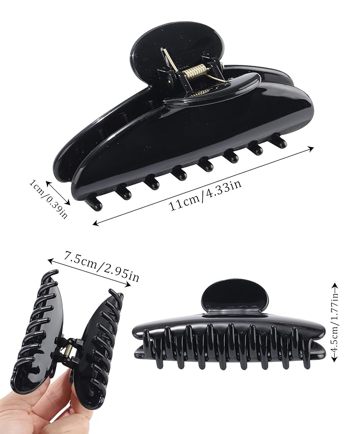 HAIMEIKANG Large Acetate 4 Inch Hair Claw Clip for Women - French Style Hair Claws for Thick Hair with Non-Slip Teeth, Hair Accessories for Updos, Buns & Ponytails