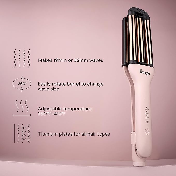 L'ANGE Hair VersaWaver Adjustable Titanium Waver | Pick 19mm or 32mm Waves with 1 Tool | Titanium 3-Barrel Waving Tool | Cool Tip Also Rotates Barrel to Change Wave Lengths (Black)