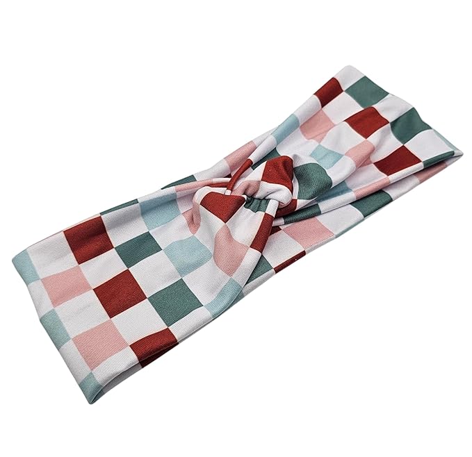 Soft Stretchy Headband, 3-in-1 Versatile Twist Style, One-Piece (Multi-Checkered, Adult)