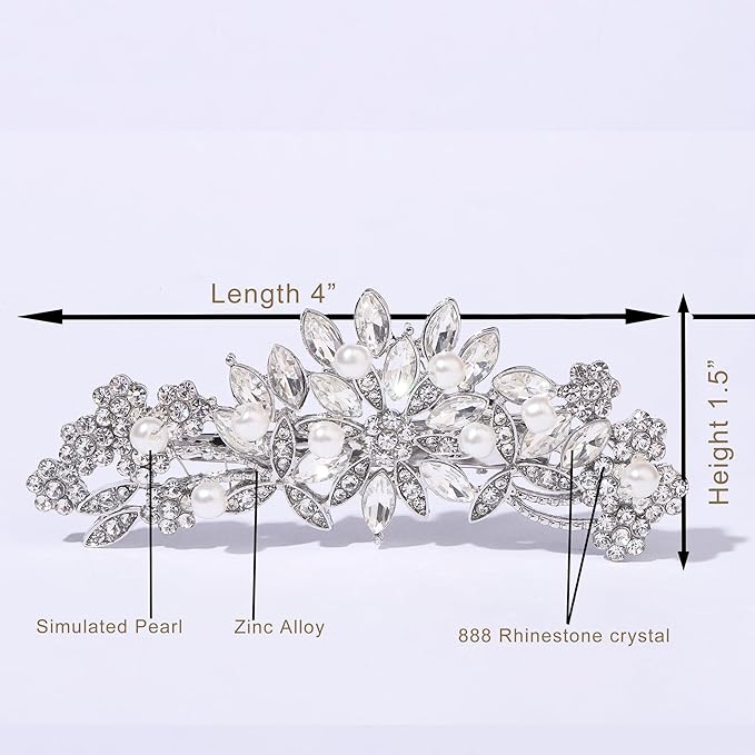 Crystal Rhinestone Pearl Hair Clip Comb Silver Wedding Hair Acessory Bridal Hair Pins Bride Headpiece