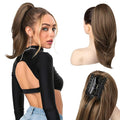 Ponytail Extension – 16” Claw Clip in Ponytail Hair Extensions Natural Soft Synthetic High Pony Tail Hairpieces for Women (Light Brown, 16 inch)