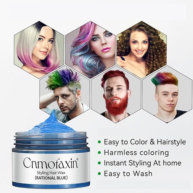 Hair Wax Color,Temporary Hair Dye Wax Natural Instant Hairstyle Cream (Black, 4.23 ounce)