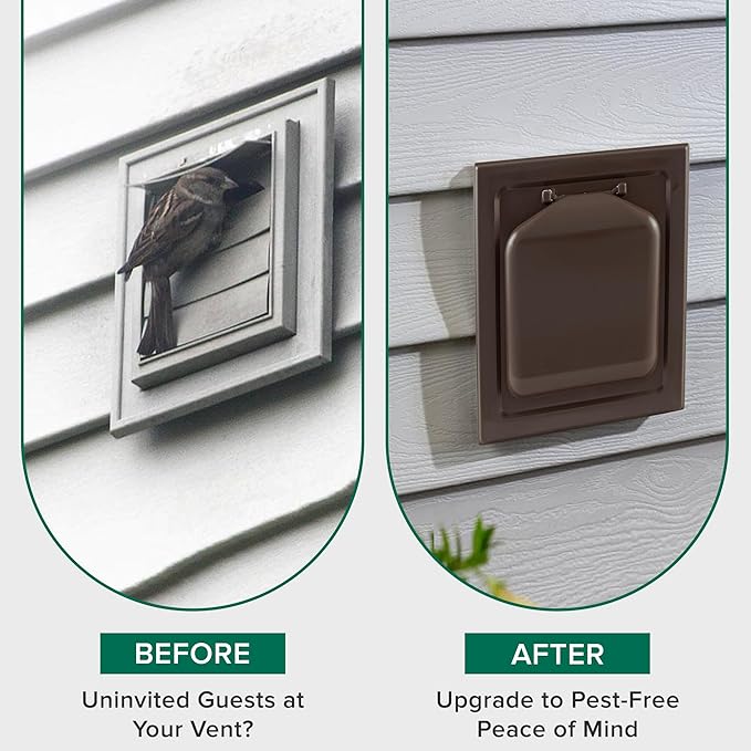 NO-PEST VENT MetalGuard, Dual Door Dryer Vent Cover Outdoor 4 Inch, Powder-Coated Heavy Duty Steel, Pest Proof, Rust Resistant, Safe & Efficient Vent Cap (Brown, STEEL 4" W/O Duct Tube)