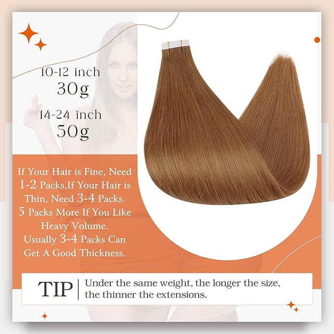 Full Shine Tape in Weft Hair Extensions Human Hair Color 330 Copper Brown Tape in Hair Extensions 22Inch Seamless Invisible Remy Skin Weft 100Gram 40Pcs Adhesive Brazilian Silky Straight