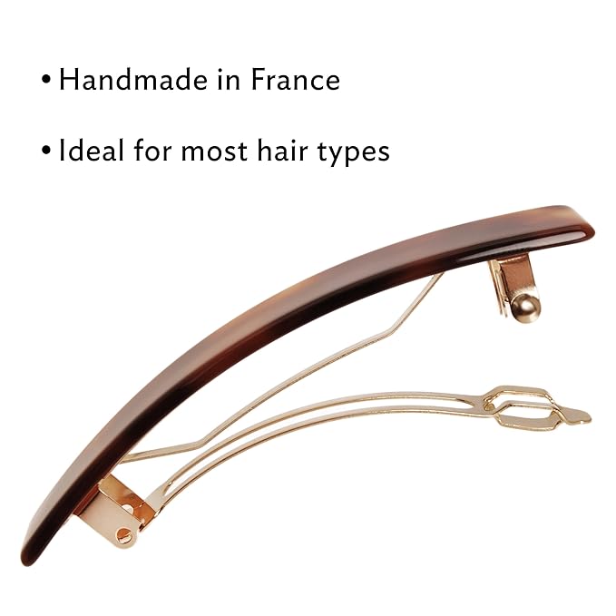 Tortoise Hair Barrette for Thin Hair, Classic Rectangle French Barrette for Women, Lightweight and Comfortable, Strong Hold | France Luxe