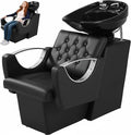 Shampoo Bowl Chair for Salon, Backwash Station Shampoo Sink with Tilting Ceramic Bowl Professional Salon Beauty Spa Barbershop Equipment