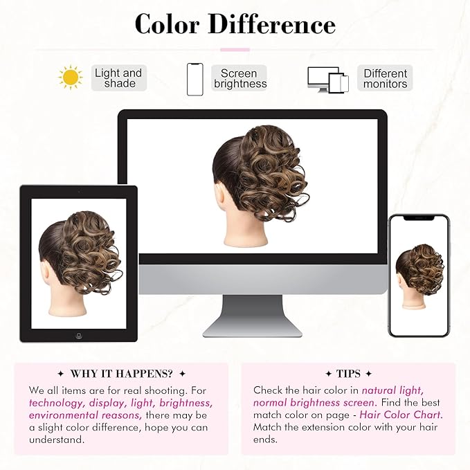 REECHO Ponytail Extension, 9" Claw Clip in Short Curly Wavy Pony Hair Extension Jaw Clip on Pony Tail HP001 Hairpiece for Women - Chestnut Brown with Golden Highlights