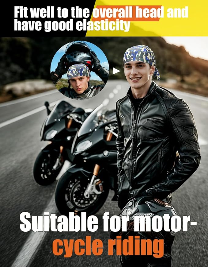 Doo Rags Beanie Hats Skull Caps Dew Rag Bandana Helmet Liner Motorcycle Cycling Cap Do Rag Headwrap for Men and Women