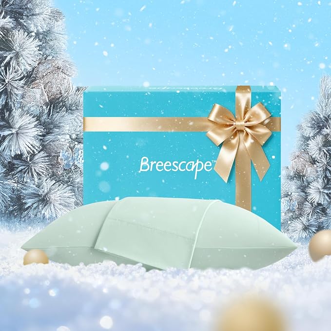Breescape Cooling Pillow Cases King Size - BlendTek™ Dry & Cool Technology for Hot Sleepers and Night Sweats, 2 Pack Ultra Soft & Smooth Pillowcases for Hair & Skin Care, 20" x 36", Mint Green