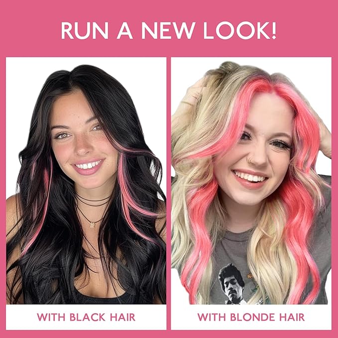 WENNALIFE Light Pink Clip in Hair Extensions Real Human Hair 35g 6pcs 20 Inch Colored Hair Extensions for Kids Women Colorful Hair Pieces Pop-up Style Straight Extensiones De Cabello Humano Con Clip