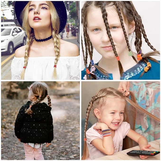 DIYDEC 32PCS Boho Hair Bracelets for Women Elastic Bracelets Hair Ties No Damage Hair Bands for Girls Thick Thin Long Curly Hair Accessories(C Style)