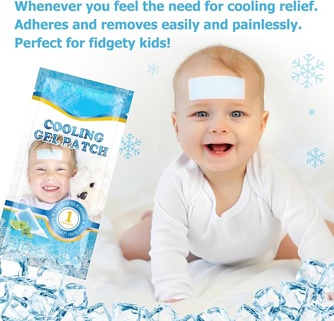 16 Sheets Fever Patches for Kids - Hot Weather Cooling Gel Patches for Adults - Headache Patches - Forehead Fever Cool Pads