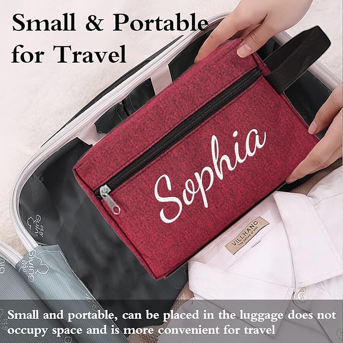 Personalized Toiletry Bag for Men, Embroidered Name Mens Toiletry Travel Bag, Waterproof Canvas Shaving Bag with Large Capacity, Custom Men Hanging Toiletries Bag for Traveling (Khaki)