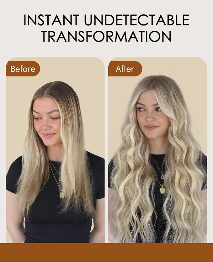 VINBAO Invisi Edge Tape in Extensions Human Hair, Ash Blonde Highlighted with Platinum Blonde 40g 14in 20pcs Natural Seamless Injected Tape in Hair Extensions 14inch #18P60