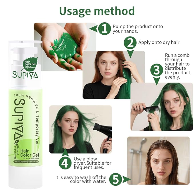 Temporary Hair Color Gel, Green Hair Dye Color Gel Washable Natural Instant Hair Color Wax for DIY Hairstyle for Kids Men Women(Color #23)