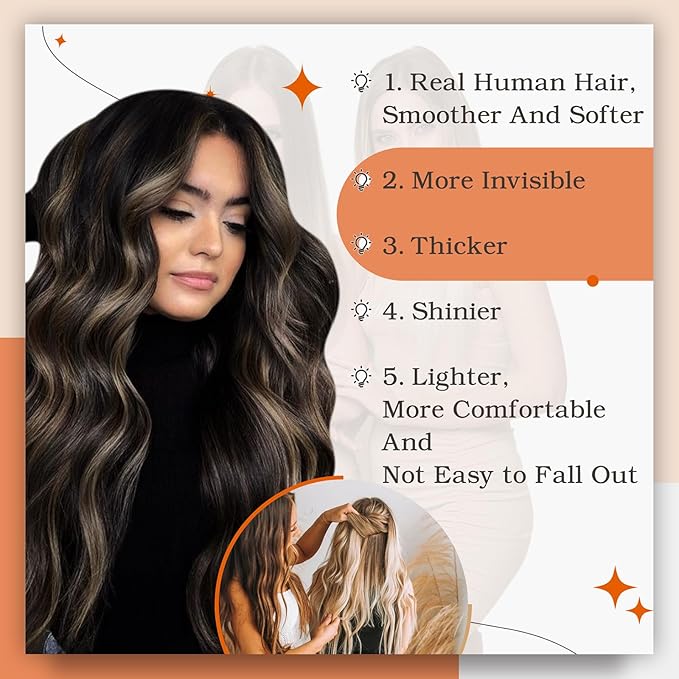 Full Shine Tape Hair Extensions Real Human Hair Color 1B/27/1B Tape in Extensions Human Hair 20Inch Long Straight Extension 100G 40Pcs Soft Silky Brazilian Natural for Women
