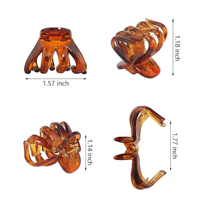 4cm Sturdy Strong Brown Octopus Claw Clips Small to Medium Hair Clips for Women and Girls, Good for Thin to Thick Hair, Half Bun, Holder Hair Tightly -9 pcs