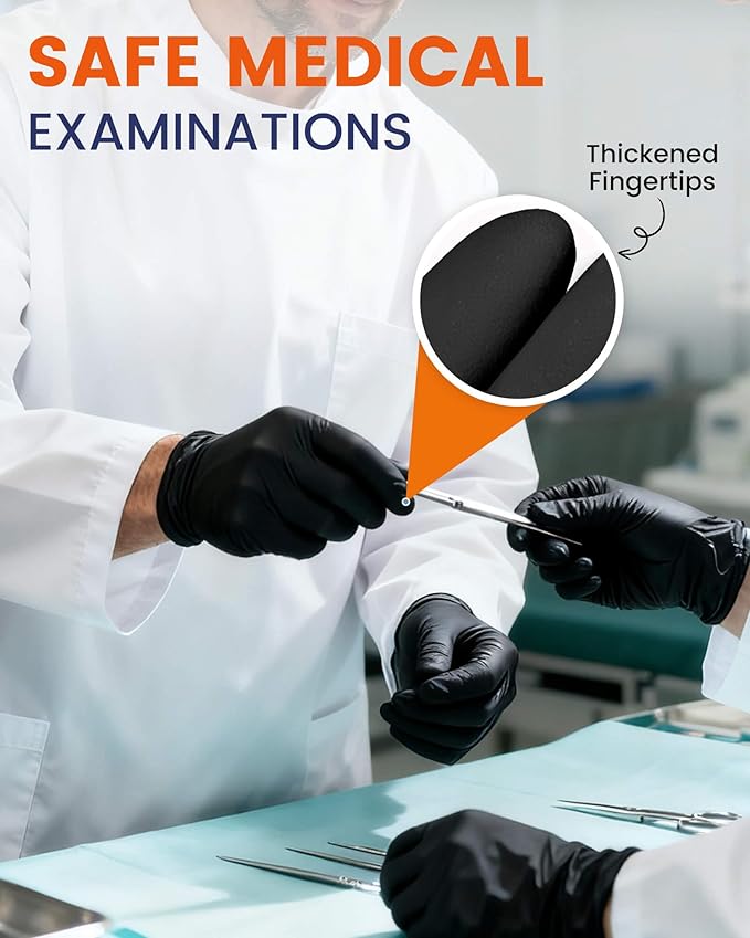 Amarynth 4 Mil Disposable Nitrile Exam Gloves, Powder Free, Strong Grip for Cleaning