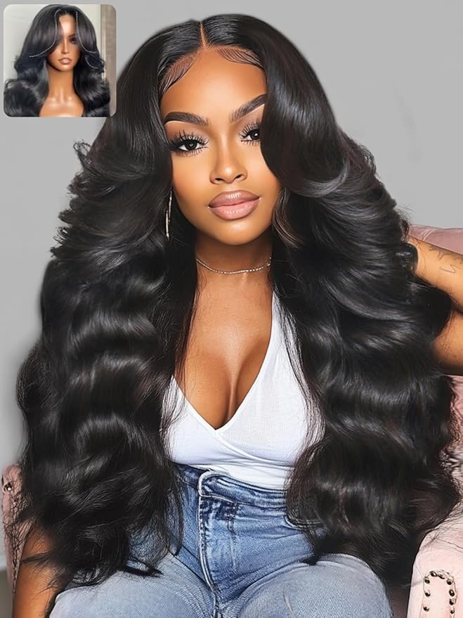 KLAIYI HD Real Scalp Wig 13x4 Lace Frontal Human Hair Wig Loose Body Wave with Face Framing Curtain Bangs Pre Everything Glueless 3S Wear and Go Precut Lace Pre Plucked Pre Bleached 180%Density 20Inch