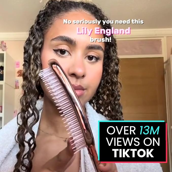 Lily England Curly Hair Brush - Detangling & Styling Tool with Flexible Bristles for Pain-Free Wet & Dry Curls (3c to 4c), Pink