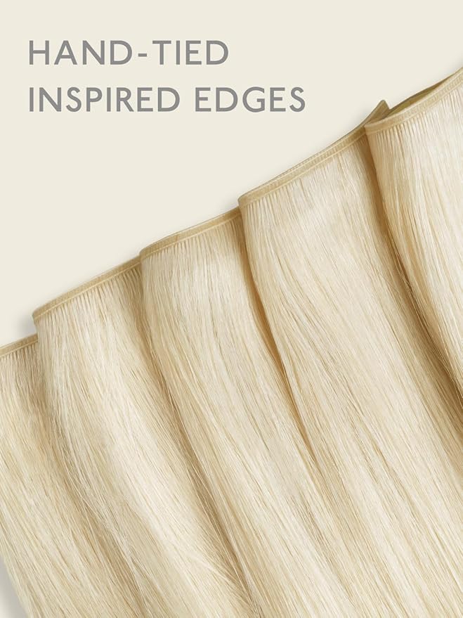 WENNALIFE Genius Seamless Clip in Hair Extensions Real Human 16 inch 120g 7Pcs Platinum Blonde Hair Extensions Clip Ins Luxury Remy De Cabello Humano Straight Invisible Fuller Reusable