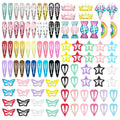 KUBOM 100 Pcs Snap Hair Clip for Girls - Metal Barrettes and Fruity Hair Clips for Toddler Girls or Women,Cute Solid Candy Color Hair Accessories