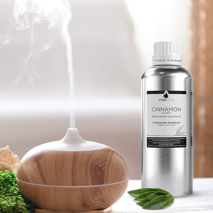 VINEVIDA Cinnamon Leaf Essential Oil 32 oz - Undiluted Cinnamon Oil 32 oz - Cinnamon Candle Oil Scent - DIY Candle Scents for Candlemaking - Bulk Essential Oil for Soap Making Safe for Skin