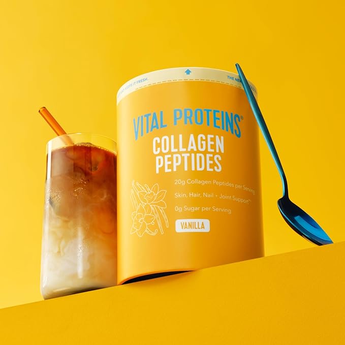 Vital Proteins Collagen Peptides Powder - Grass Fed Collagen Peptides for Hair, Nail, Skin, Bone & Joint Health, Vanilla, 23.2 Ounces