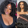 LUVME HAIR 5X5 Deep Curly 12 Inches 100% Human Hair Wigs Curly Deep Wave Glueless Lace Front 12 Inches, Pre Cut Plucked Hd Lace Short Wig Ready To Go Natural Color Straight Bleached Knots Black Wigs