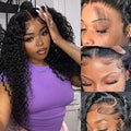 BVLBVL 22 Inch Deep Wave Lace Front Wigs Human Hair Pre Plucked 13x6 HD Transparent Lace Frontal Wigs 180 Density Curly Wig,Real Human Hair No Synthetic Blend No Tangle No Shedding Triple Lifespan 3X