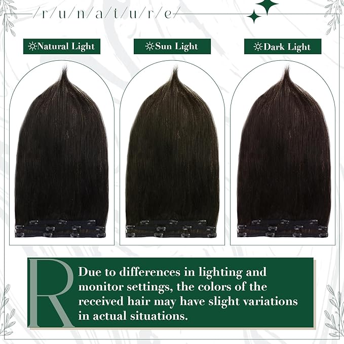 RUNATURE Real Human Hair Clip in Extensions Black, 10 Inch Clip in Hair Extensions, Short Hair Extensions Clip Ins, Remy Natural Hair For Women, Easy To Apply, 50g 3pcs #1B Off Black