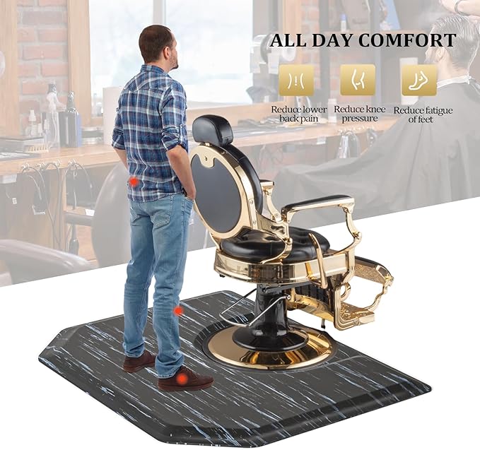 4 ft. x 5 ft. Salon Mat Anti Fatigue for Hairstylist Standing, Thick Barber Floor Mats Under Salon Chair, Hair Mat Hairdressing Barbershop Beuaty Spa Equipment