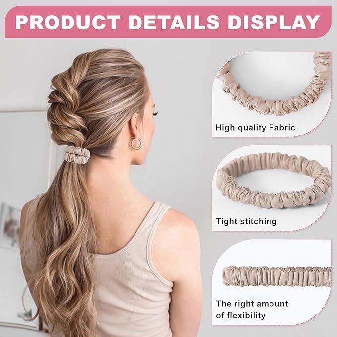 6Pcs Silk Hair Ties Small 22 Momme 100% Pure Mulberry Silk Scrunchies for Women Girls Thin Skinny Hair Sleep Scrunchies No Damage(Color 03)