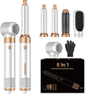5 in 1 Blow Dryer Brush Set,Hot Air Styler Negative Ion Air Curling Wrap Air Curler, Round Brush Blow Dryer Curling Iron Hair Styling Tools Gift for Dry,Volumize, Straight,Curl,100-120V