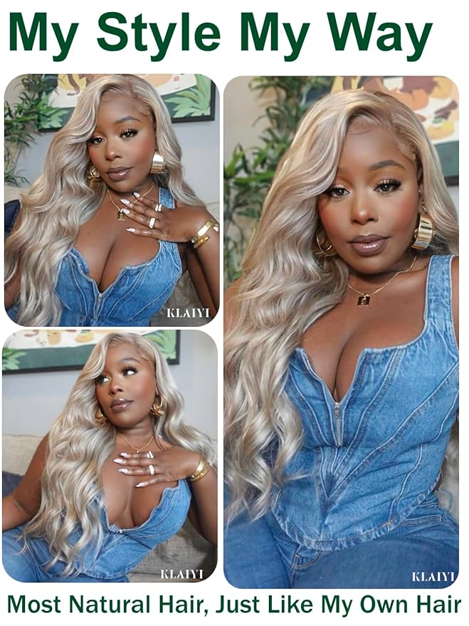 KLAIYI Ombre Ash Blonde Loose Body Wave Pre Everything Glueless 13x4 Lace Front Wigs Human Hair Balayage Precut Pre Plucked Bleached Bye Bye Knots 30S Ready to Wear and Go Wig Beginner Friendly 26Inch