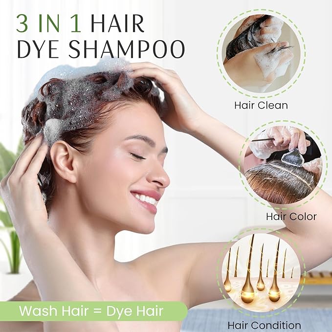 Blonde Brown Hair Dye Shampoo 3-in-1, Instant Natural Hair Color Shampoo Champu Para Canas Mujer, Lasting 3-4 Weeks & Easy to Use & All Hair Types & Root Touch Up, 500ml