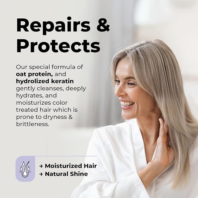 Purple Shampoo and Conditioner for Blonde Hair Women & Men – Blonde & Silver Hair Toning – Anti-Brass Sulfate Free Shampoo and Conditioner 17oz