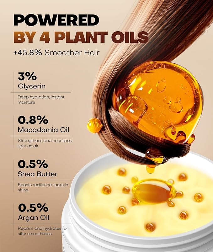 Collagen Hair Mask for Deep Conditioning, Keratin Hair Treatment with 4 Hydrolyzed Proteins, Moroccan & Avocado Oils Conditioner for Nourish, Calendula Gentian Extracts Care Dry & Damaged Hair 16.9 OZ
