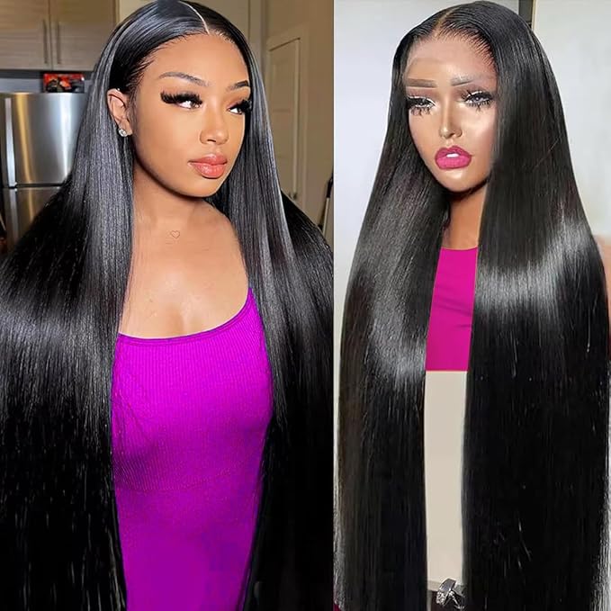 20 Inch Straight Lace Front Wigs Human Hair 13x6 Lace Frontal Wigs for Women 180 Density HD Glueless Lace Front Wigs Pre Plucked with Baby Hair Natural Black Color