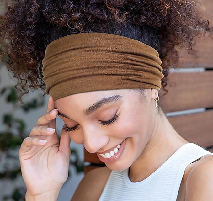 Wide Headbands for Women Non Slip Thick Large Head Bands for Women's Hair, Cloth Fabric Stretchy Hair Bands for Yoga Workout