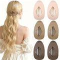 6Pcs Large Flat Square Claw Clips - Non-Slip Strong Hold French Duckbill Barrettes for Thick/Medium/Thin Hair, Matte Solid Neutral Colors Hair Accessories for Women & Girls