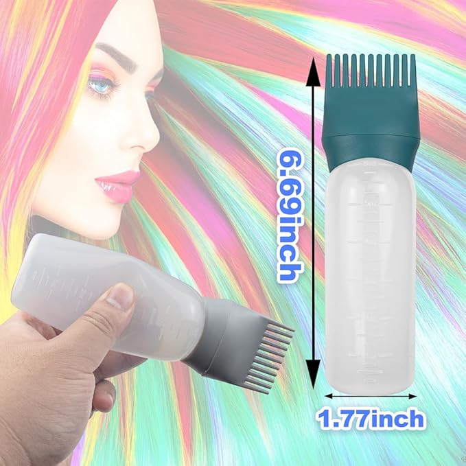 4 Pack Root Comb Applicator Bottle, Hair Oil Applicator, Oil Comb Applicator Bottle for Hair Dye Shampoos Hair Salons (Purple+Red+Grey+Green)