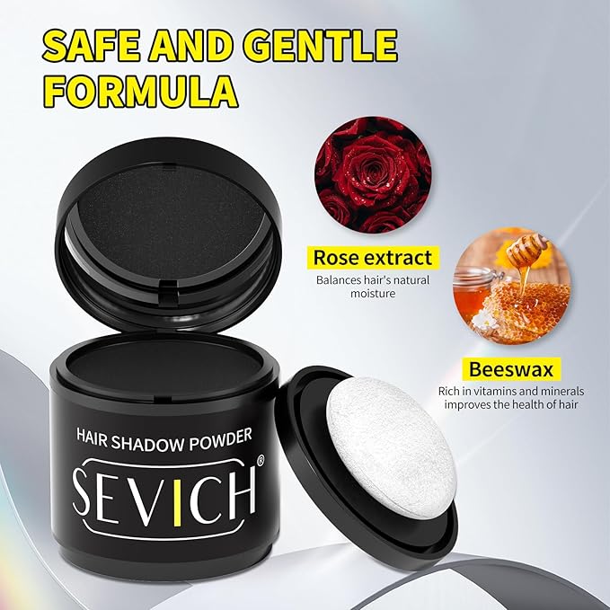 Sevich Hairline Powder 10g Large Capacity,Instantly Conceals Hair Loss,Root Touch up Powder,Hair Shadow Toppers for Women & Men Thinning Gray Hair,48H Makeup Lasting,1 Box = 2.5 Boxes,Brown