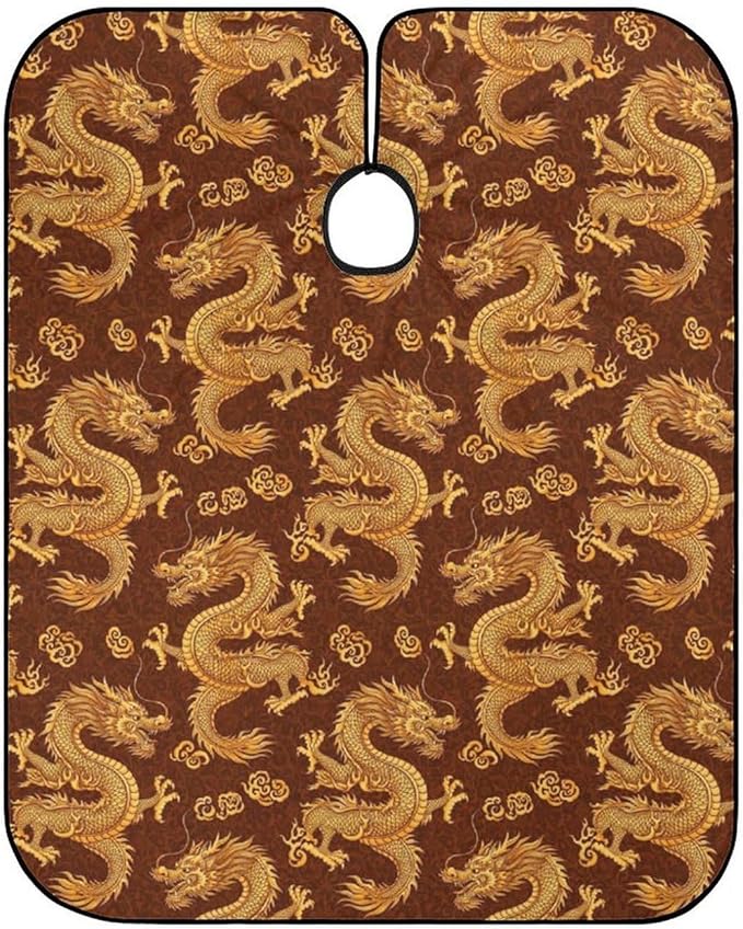 Men Cool Chinese Dragon King Salon Cape, Extra Large Haircut Apron for Hairdressers, Haircut Tools