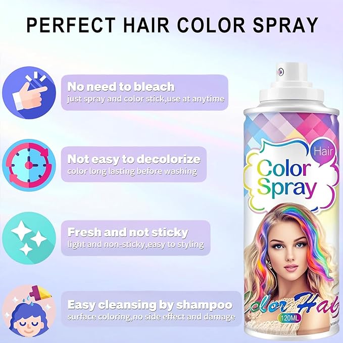 Gray Hair Spray, Temporary Hair Color Spray for Kids Women Men, Gray Hair Wax Dye, Temporary Hair Dye, Washable & Non-Sticky Hair Color Dye Pomades Natural Hair Dye for Party,Holloween,Cosplay(Gray)