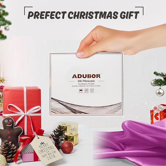 Adubor 100% Silk Pillowcase - Mulberry Silk Pillow Cases, 23 Momme 6A Grade Fibers, Silk Pillow Case for Hair and Skin Health, with Hidden Zipper (King 20''×36'', Dark Purple, 1PC)